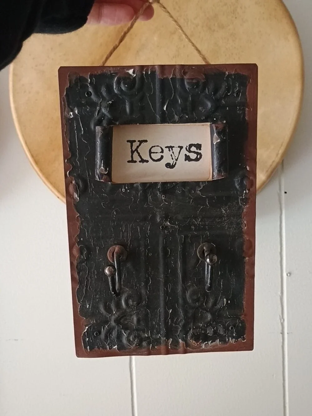 Rustic Black & Brown 'Keys' Wall Hook Organizer